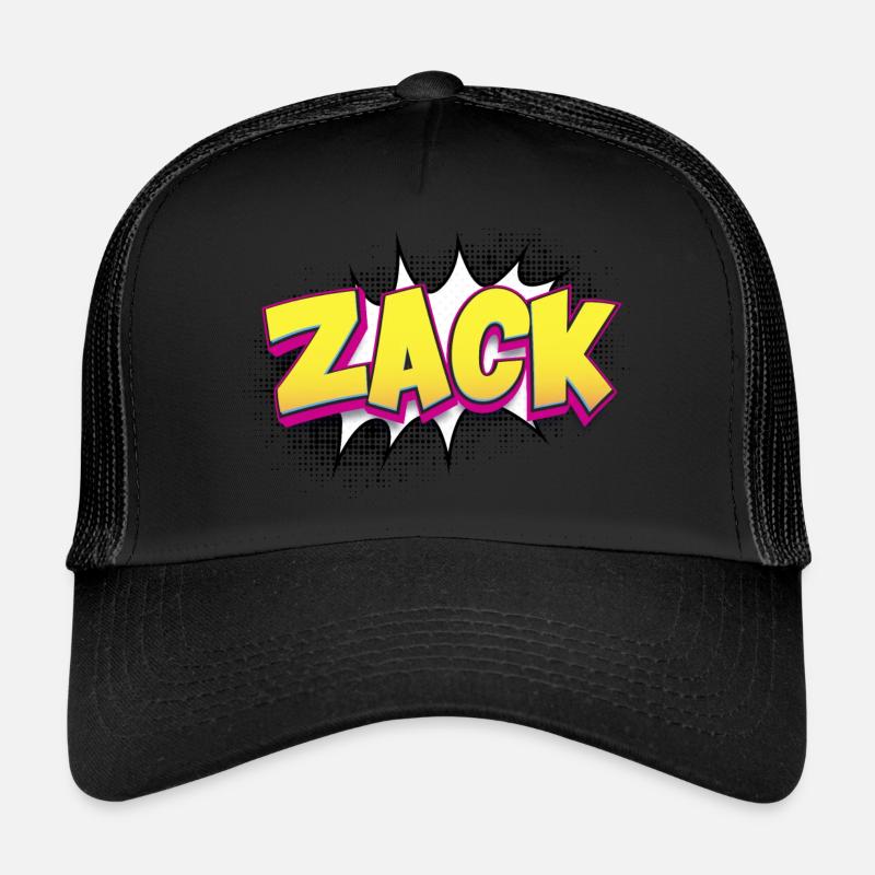 Zack Custom Name Comic Book Style Pop Art, Zack Trucker Cap