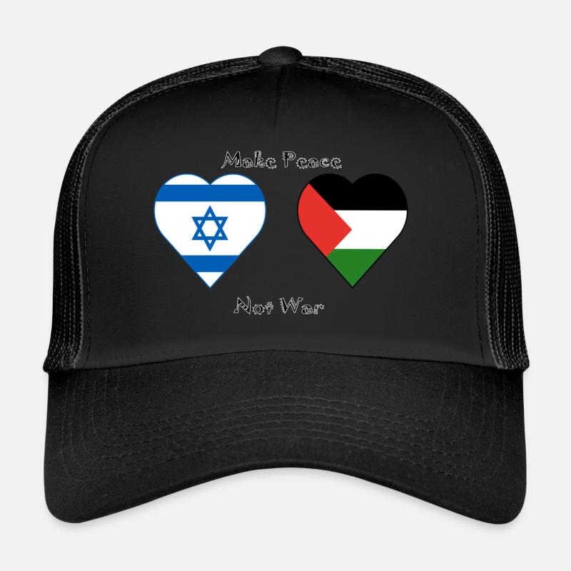PeaceNotWarIsrlPal - Trucker Cap - Schwarz/Schwarz
