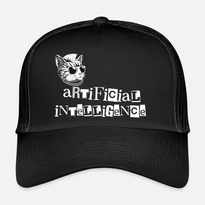 IA Chat Intelligence Artificielle - Casquette trucker  - noir/noir