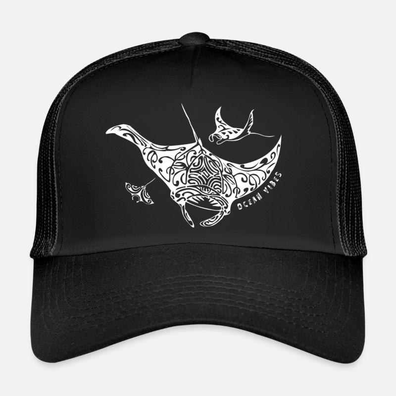 Ray - Désir de mer, cadeau, vacances, plongée - Casquette trucker - noir/noir