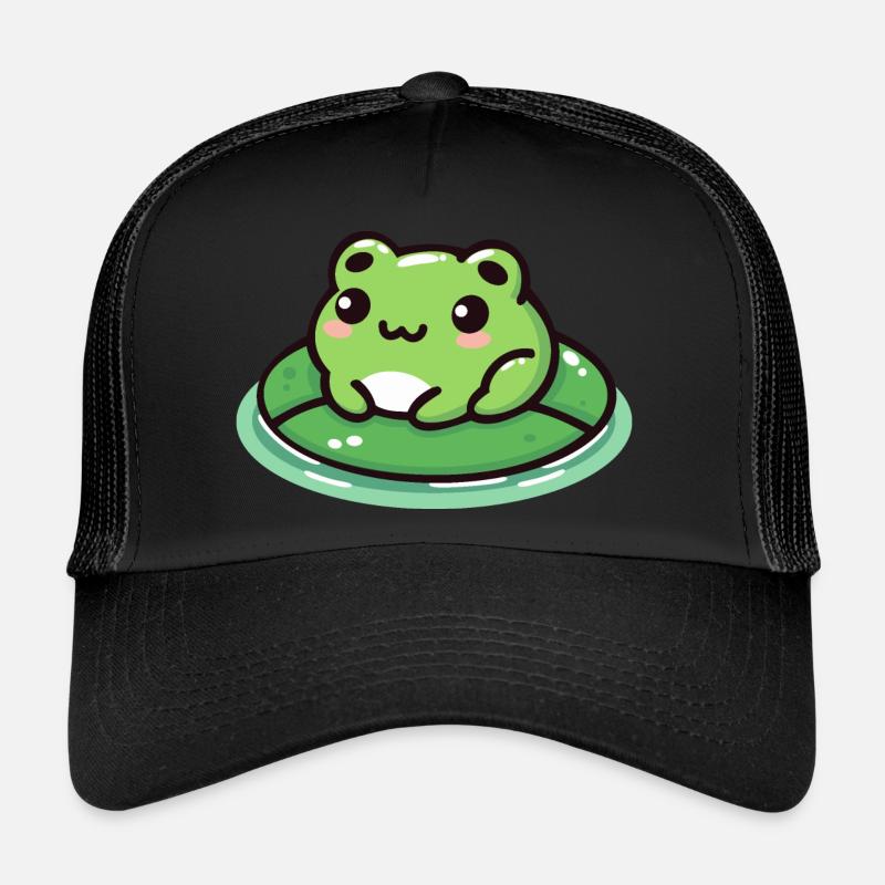 Grenouille sur Lilypad : Tout simplement adorable - Casquette trucker  - noir/noir