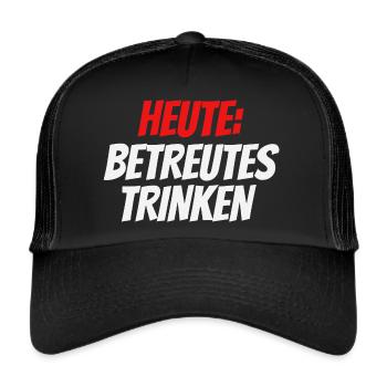 Heute: Betreutes trinken - Malle - Mallorca - Trucker Cap - Schwarz/Schwarz - Vorne