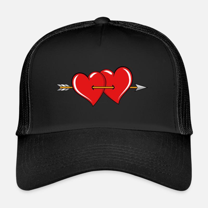 Deux coeurs avec flèche Casquette trucker 