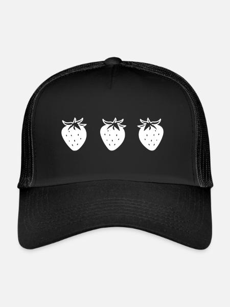 Fraises Fruits minimaux - Casquette trucker  - noir/noir - Devant