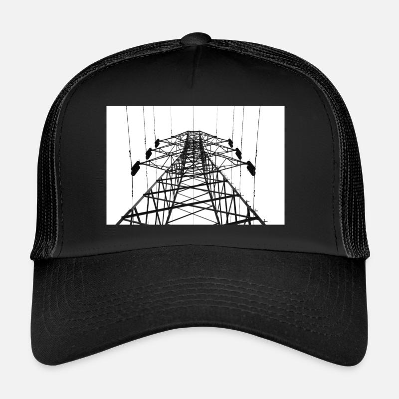Strommast Graustufen - Trucker Cap - Schwarz/Schwarz