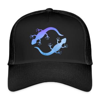 Blaue Echsen - Trucker Cap - Schwarz/Schwarz - Vorne