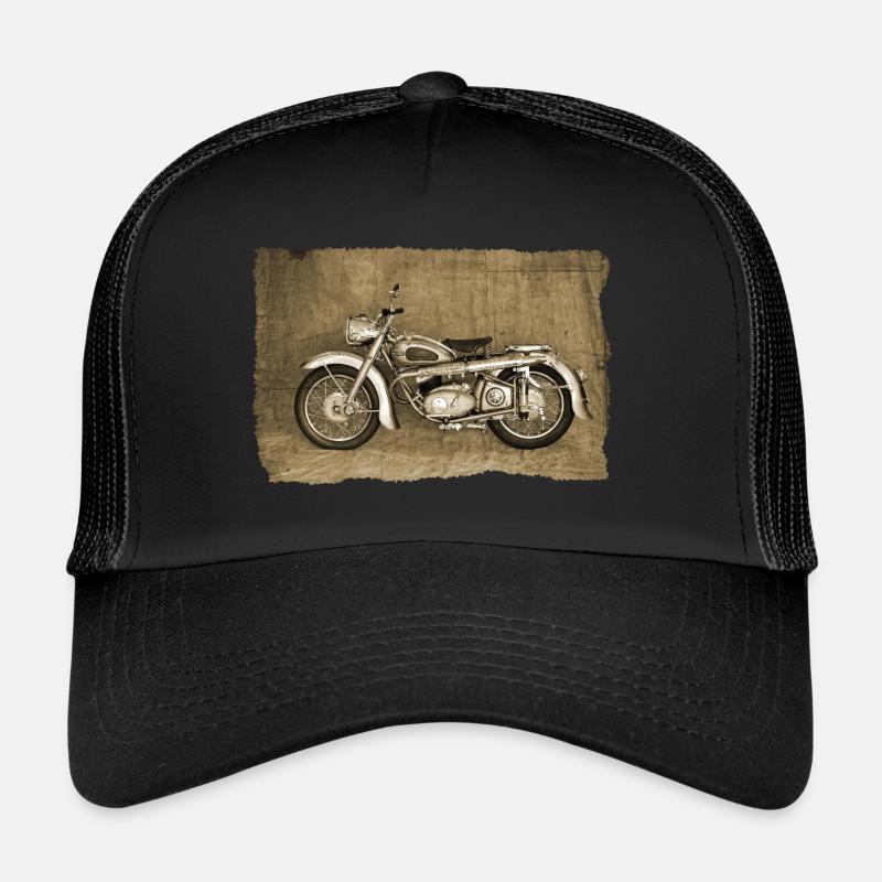 Deutscher Motorrad Oldtimer Photoart 1.0 - Trucker Cap - Schwarz/Schwarz