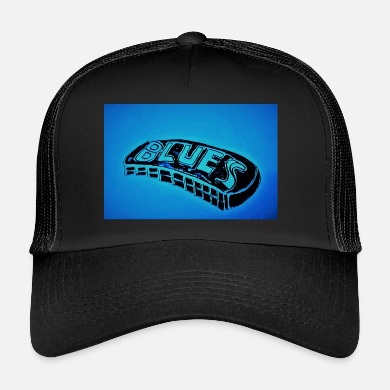 Blues harmonica horizontal - Trucker Cap - black/black