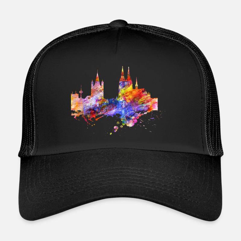 Köln Skyline - Trucker Cap - Schwarz/Schwarz