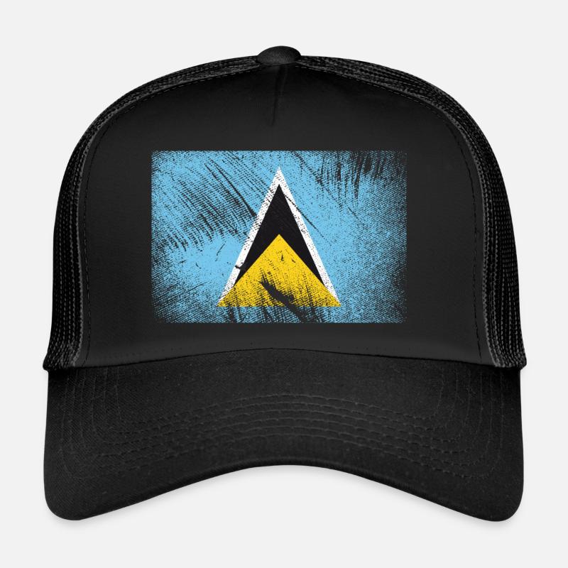 Drapeau de Sainte-Lucie - Vintage Grunge Casquette trucker 