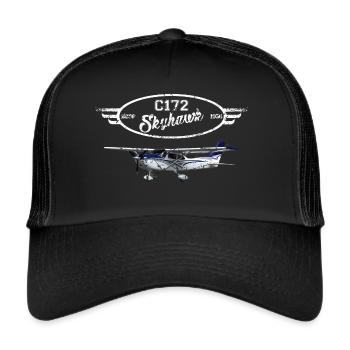 C172 Skyhawk since 1856 Vintage - Trucker Cap - Schwarz/Schwarz - Vorne