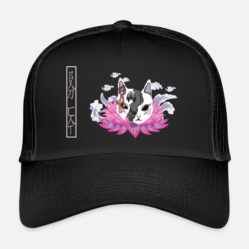 Japanese evil cat - Trucker Cap - black/black