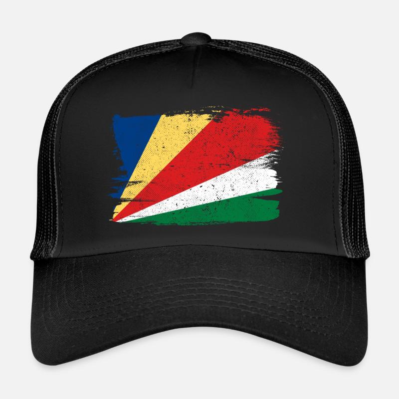 Drapeau des Seychelles Drapeau de la paix Vintage - Casquette trucker - noir/noir