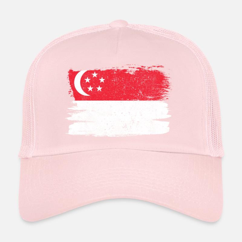 Drapeau de Singapour Drapeau de la paix Vintage Casquette trucker 