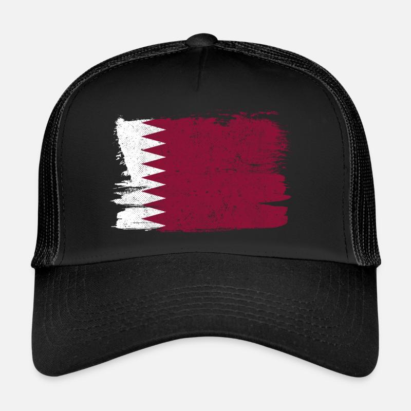 Qatar drapeau drapeau paix Vintage - Casquette trucker - noir/noir