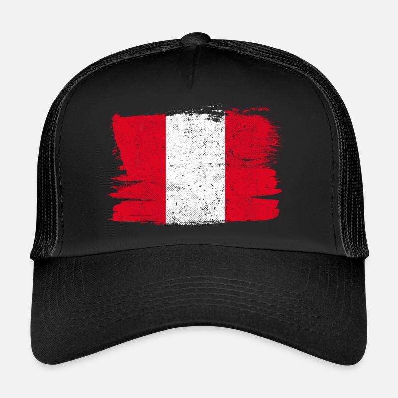 Pérou drapeau drapeau paix Vintage - Casquette trucker  - noir/noir