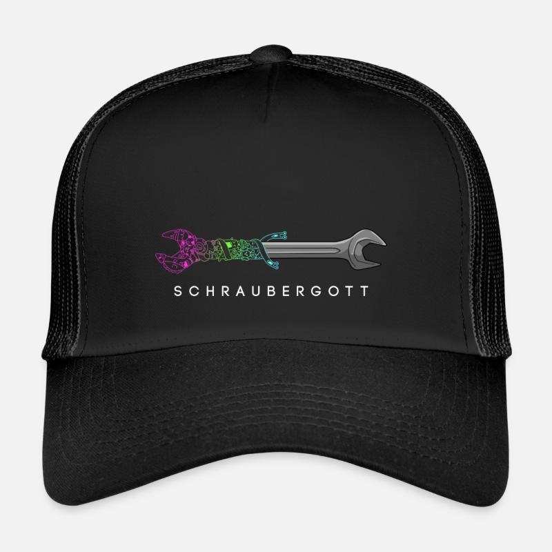 Schraubergott - Mechaniker - Geschenkidee - Trucker Cap - Schwarz/Schwarz