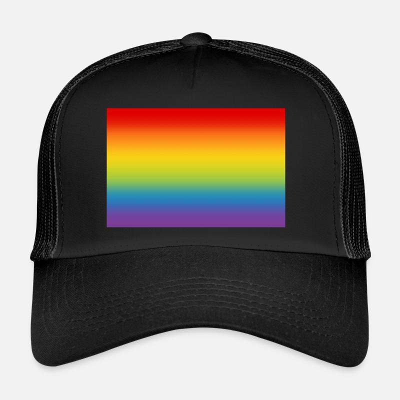 Drapeau arc-en-ciel drapeau LGBT CSD Gay Pride - Casquette trucker  - noir/noir