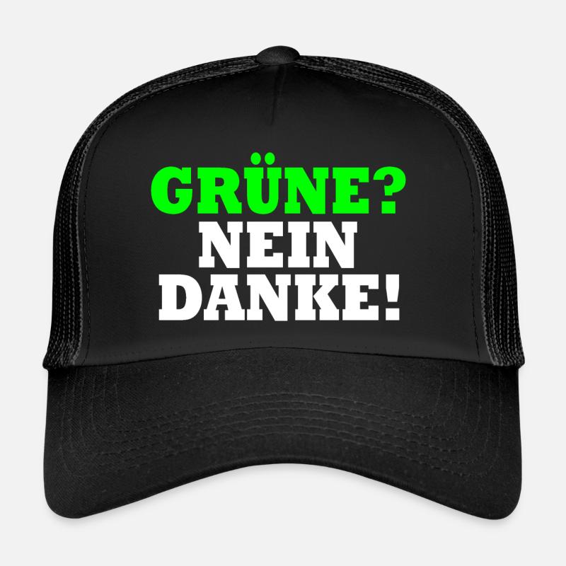 Grüne Nein Danke - Trucker Cap - Schwarz/Schwarz