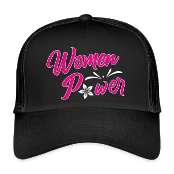 Girls Frauentag Frauenpower 8.März Weltfrauentag - Trucker Cap - Schwarz/Schwarz - Vorne
