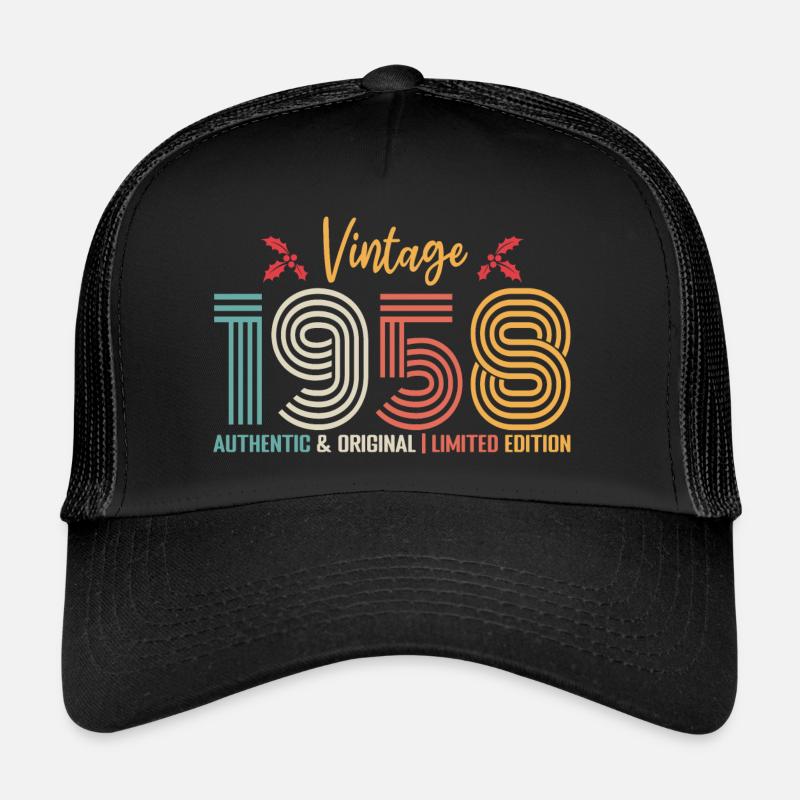 Birthday 1958 Birthday born in 1958 retro Trucker Cap