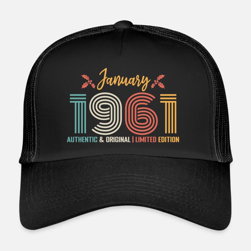 Janvier 1961 anniversaire Janvier 1961 rétro Casquette trucker 