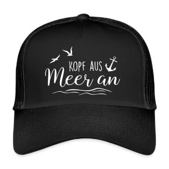 Kopf aus Meer an maritimes Design - Trucker Cap - Schwarz/Schwarz - Vorne