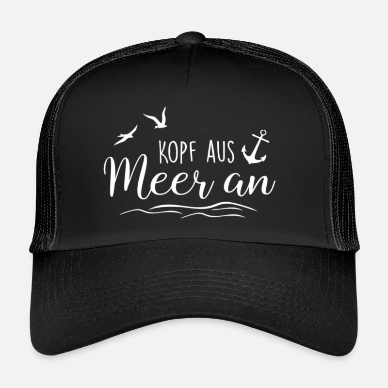 Kopf aus Meer an maritimes Design - Trucker Cap - Schwarz/Schwarz