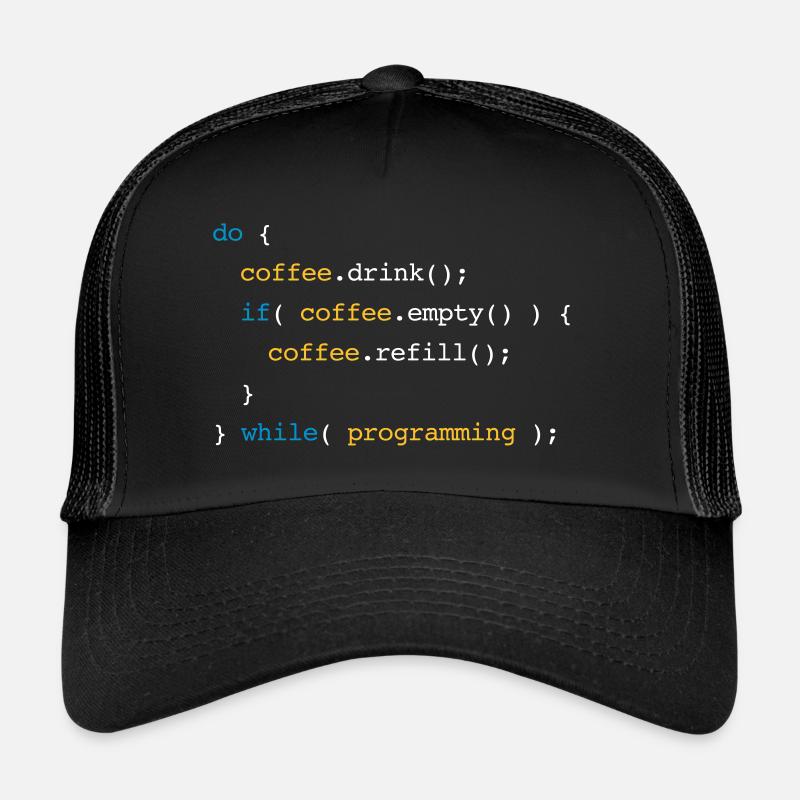 Code Coffee Refill Programming Trucker Cap