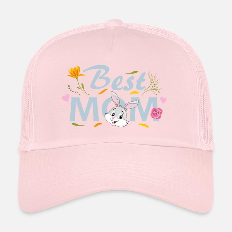 Meilleure maman. Design floral avec lapin Casquette trucker 