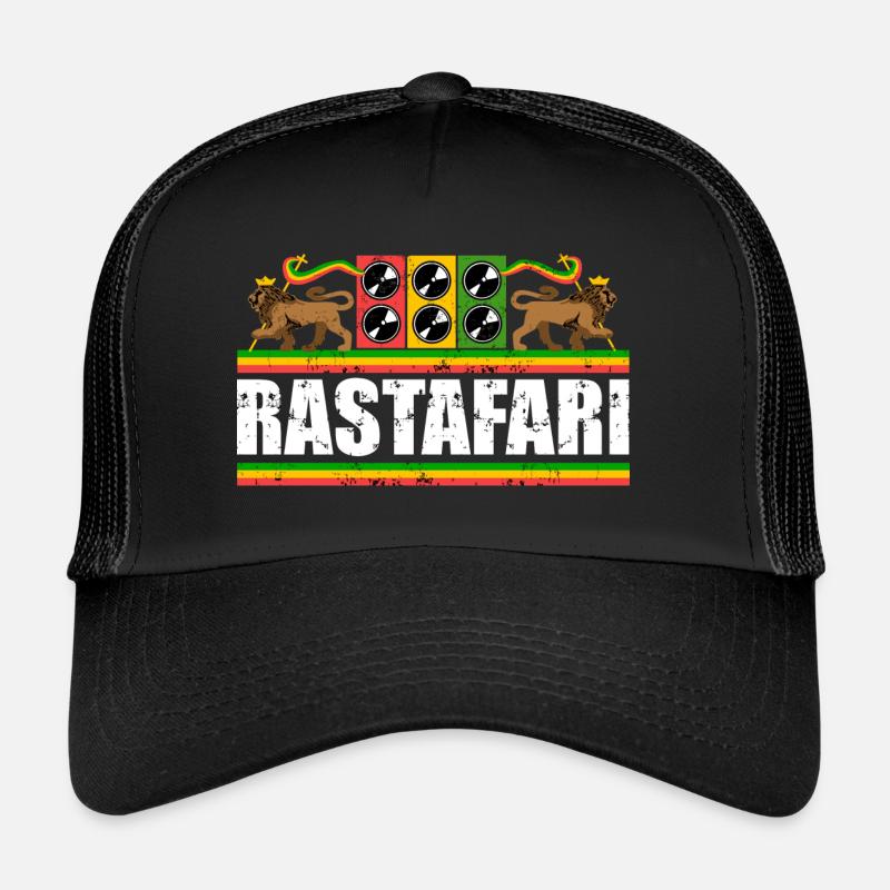 Reggae Rastafarien - Casquette trucker  - noir/noir