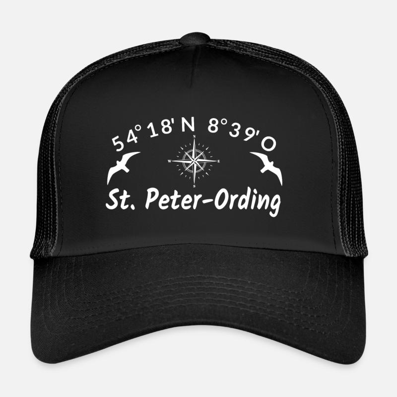 Sankt Peter Ording Nordsee Urlaub Idee - Trucker Cap - Schwarz/Schwarz