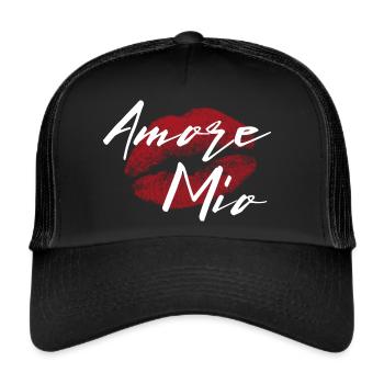 Amore Mio Lippen Liebe - Trucker Cap - Schwarz/Schwarz - Vorne