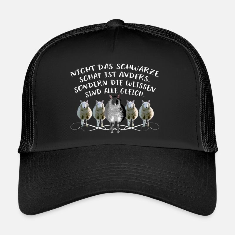 Schafe Spruch Weisheit schwarzes Schaf Einzigartig - Trucker Cap - Schwarz/Schwarz