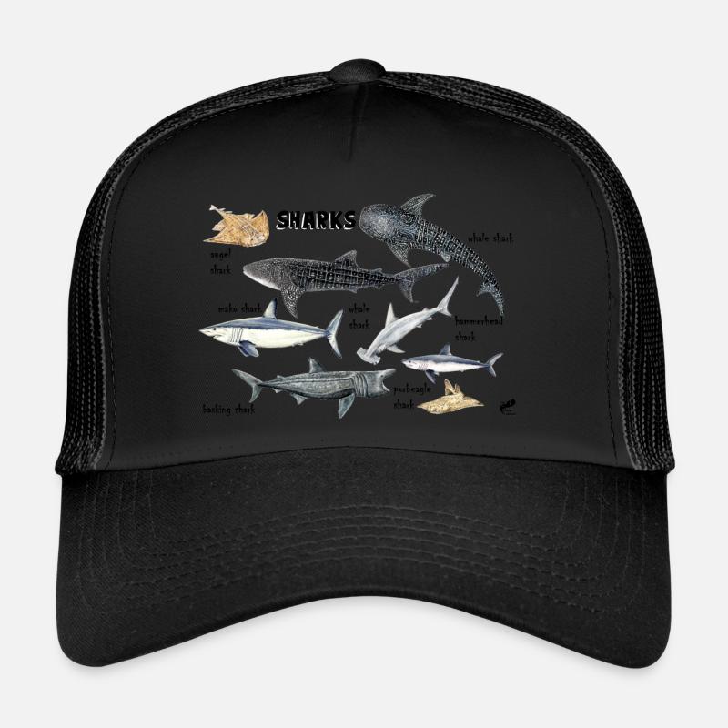 Haie der Welt: Wal, Heringsfisch, Kaiserfisch - Trucker Cap - Schwarz/Schwarz