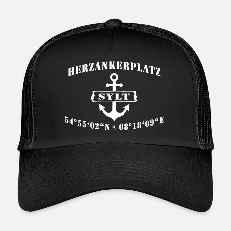 Herzankerplatz - Sylt - Trucker Cap - Schwarz/Schwarz