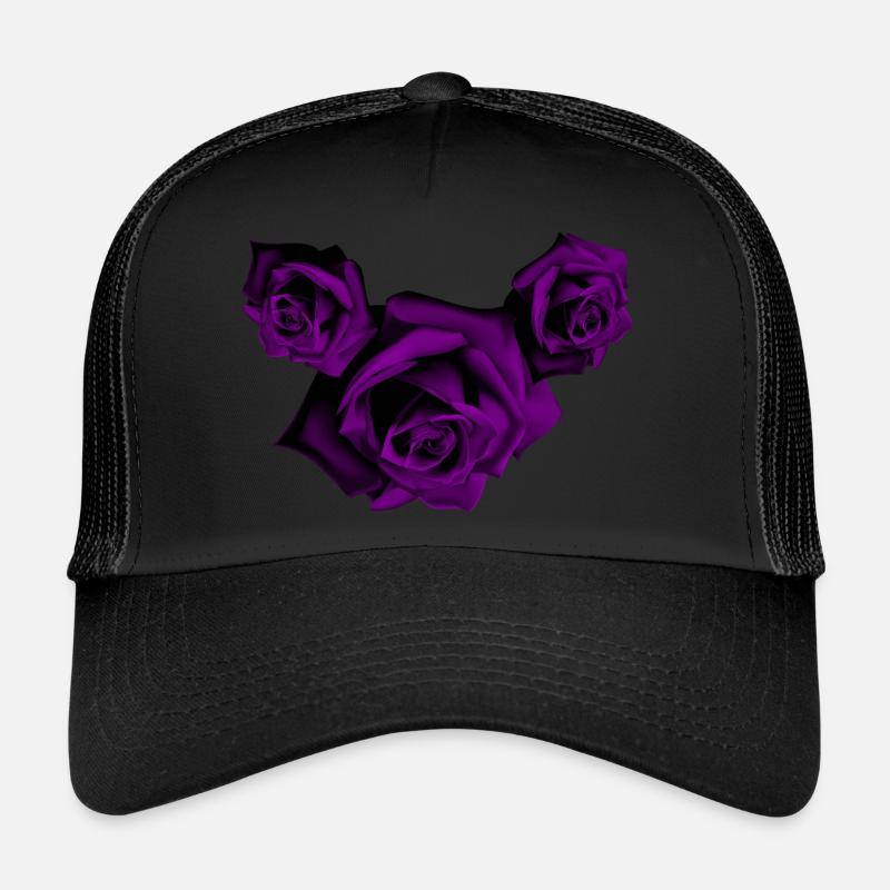 Roses - Purple Roses - Trucker Cap - black/black