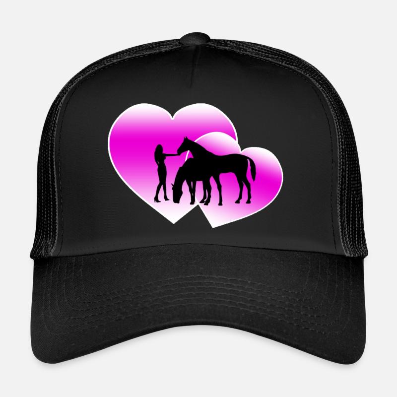 Pferde - Trucker Cap - Schwarz/Schwarz