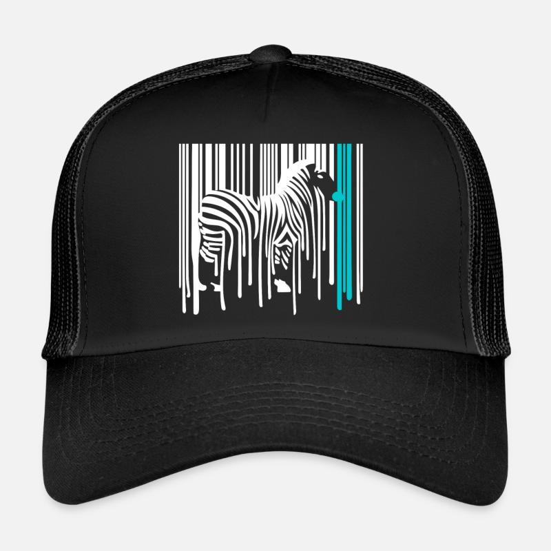 DRIPPY ZEBRA Barcode Graffiti Street Art - Trucker Cap - Schwarz/Schwarz
