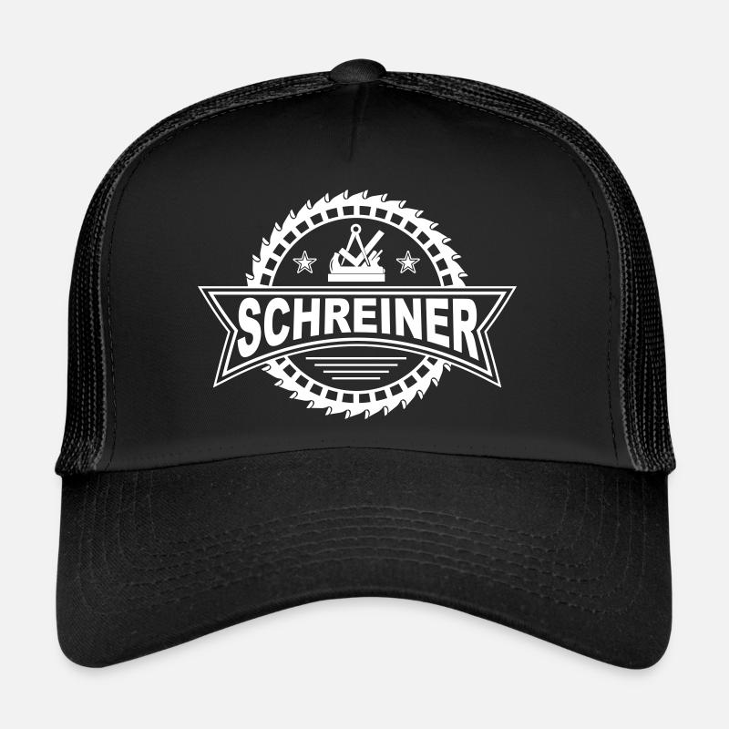 Zunftzeichen Schreiner mit coolem Sägeblatt - Trucker Cap - Schwarz/Schwarz