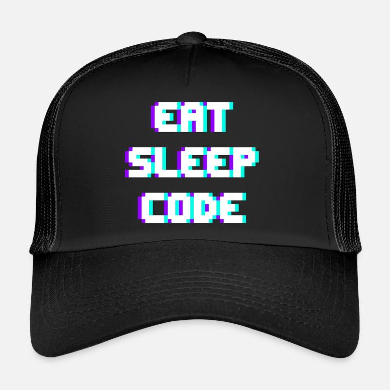 EAT SLEEP CODE Programmeur Coder Devise Casquette trucker 