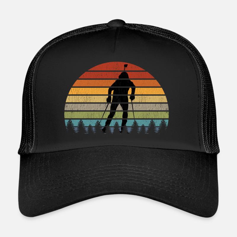 Biathlet Figur Biathlon Geschenk Wintersport - Trucker Cap - Schwarz/Schwarz