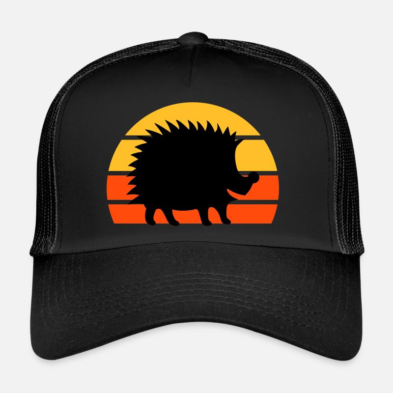 Hérisson heureux devant un demi-soleil Casquette trucker 