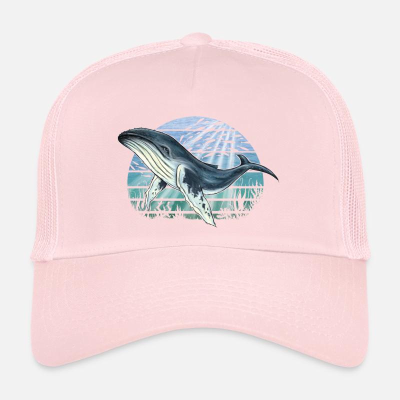 Retro underwater world with humpback whale Trucker Cap