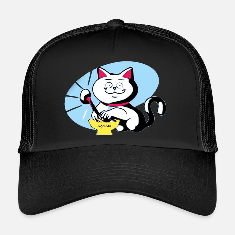 Chat et ramen - Casquette trucker - noir/noir