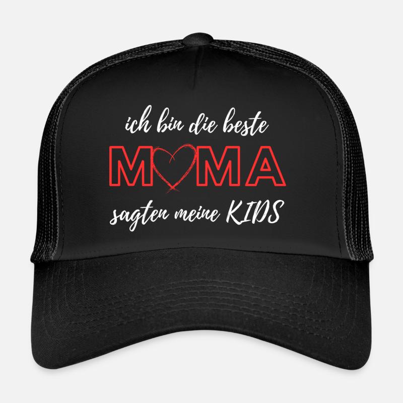Liebevolles Mutter Kind Shirt Muttertag Geschenk - Trucker Cap - Schwarz/Schwarz