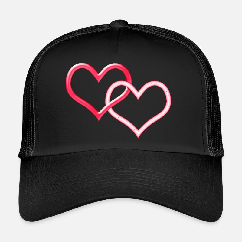 Zwei verbundene Herzen - Trucker Cap - Schwarz/Schwarz