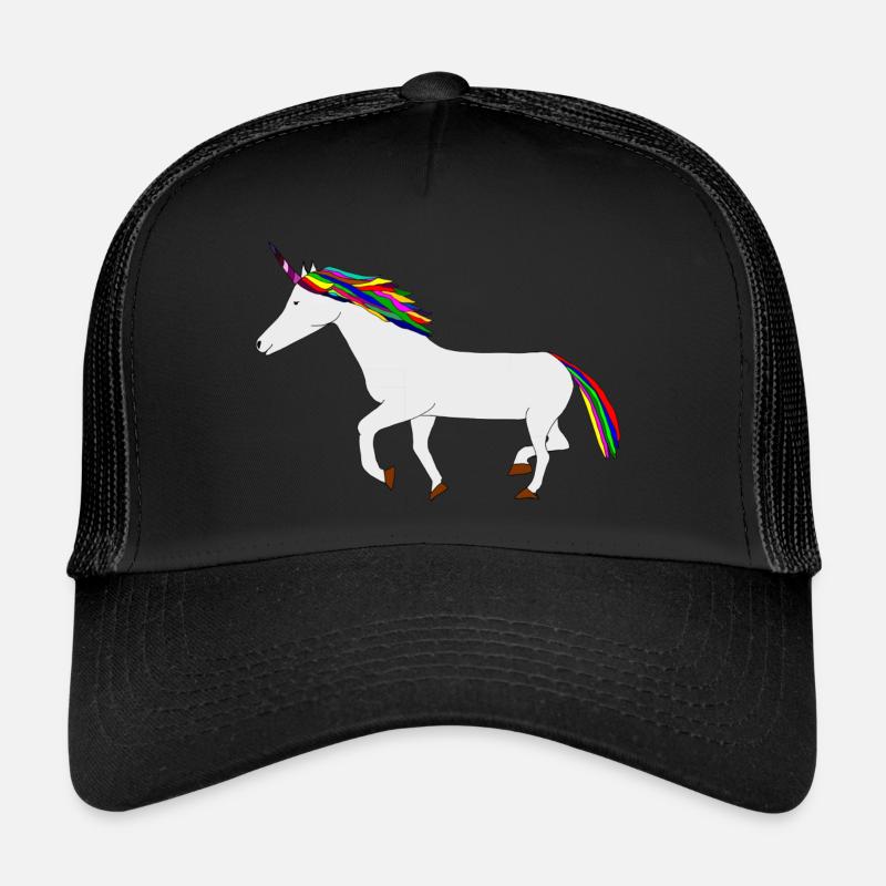 Licorne colorée - Casquette trucker  - noir/noir