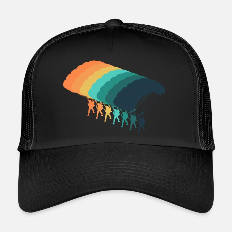 Vintage-Fallschirm - Trucker Cap - Schwarz/Schwarz