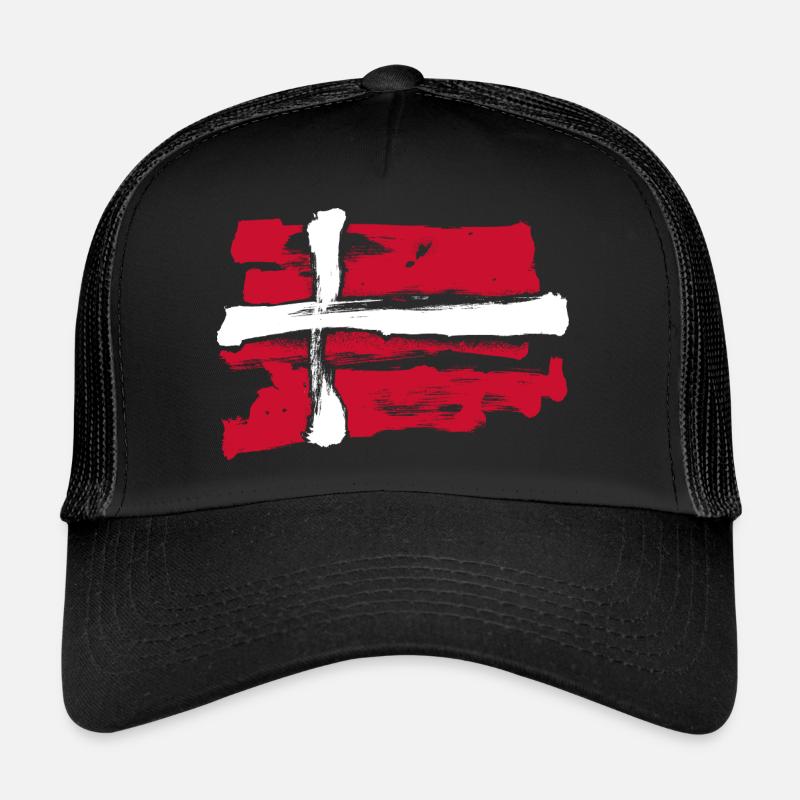 Dänemark Flagge / Pinsel Striche Trucker Cap